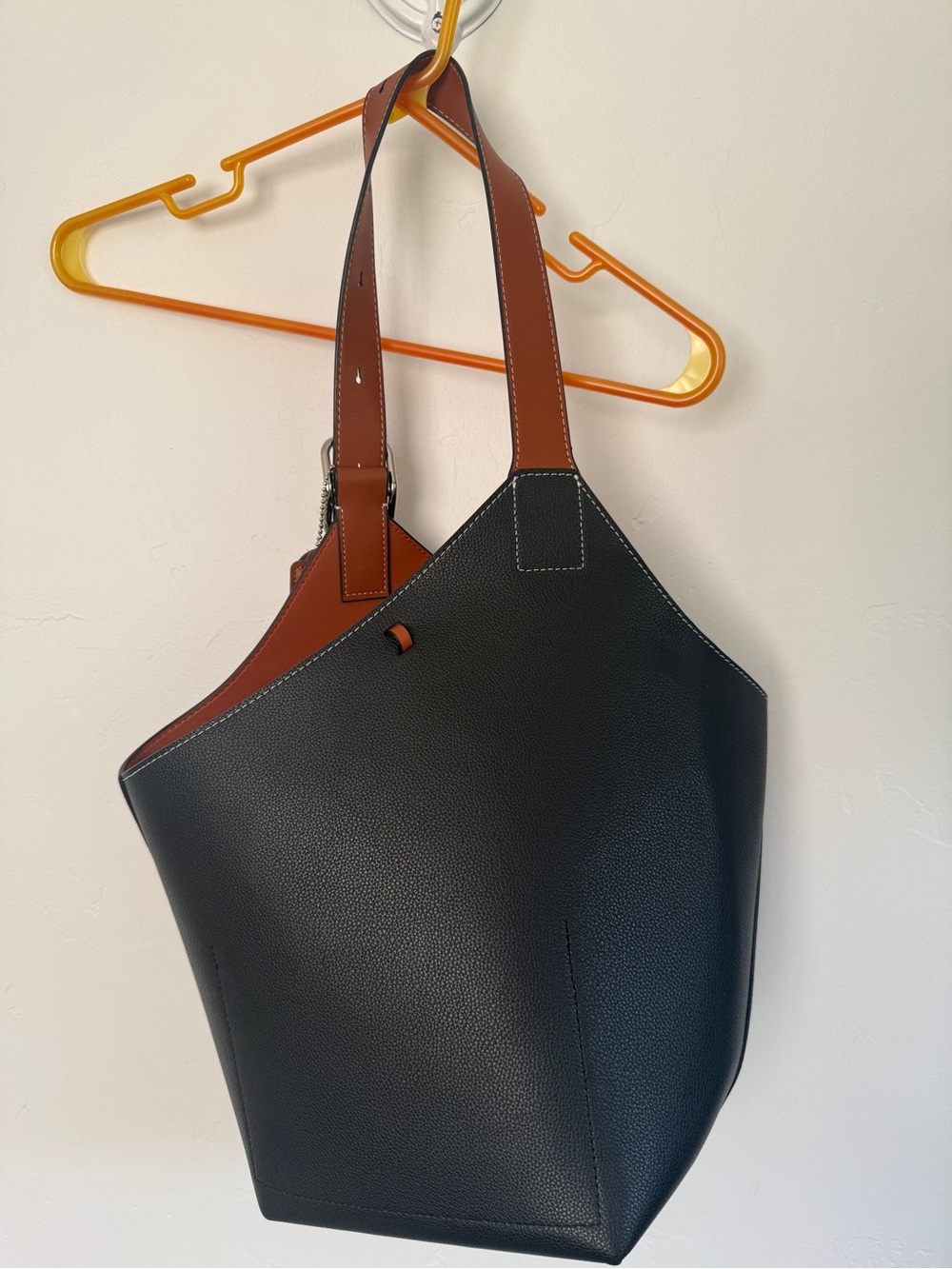 Contemporary Black & Brown Two-Tone Shoulder Tote